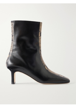 Aeyde - Billie Stripe 55 Snake-effect Trimmed Leather Ankle Boots - Black - EU 35,EU 36,EU 37,EU 38,EU 39,EU 40,EU 41,EU 42