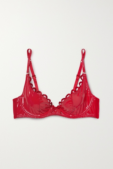 Lorna bow-embellished Leavers lace underwired soft-cup bra