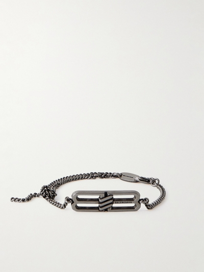 Balenciaga Icon Burnished Silver Tone Bracelet Men Silver MILANSTYLE.COM
