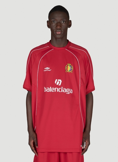 Balenciaga Oversized Soccer Jersey Top | Man T-shirts Red 4