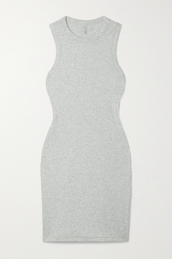 Skims, Ribbed Stretch-cotton Jersey Mini Dress