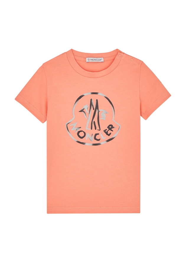 Moncler Kids Logo-print Cotton T-shirt | Pink Salmon | 12 Months