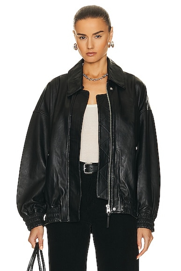 Club Black. Leather Ava Black Ski XS in AGOLDE Size (also XL). in | x Shoreditch Bomber