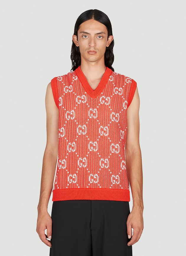 Gucci Gg Jacquard Vest | Man Knitwear Red Xs | MILANSTYLE.COM