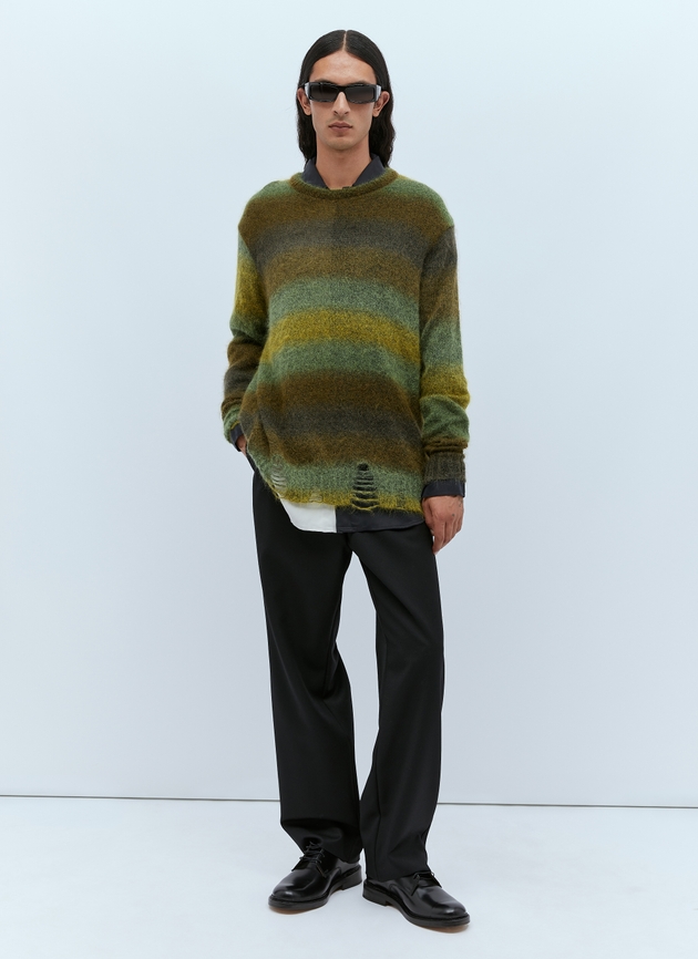 Song for the Mute Distressed Oversized Mohair Sweater - Man Knitwear Green M