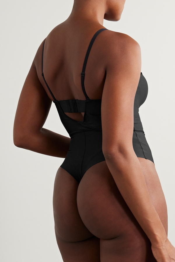 SKIMS Body Basics Molded Underwire Thong Bodysuit - Onyx