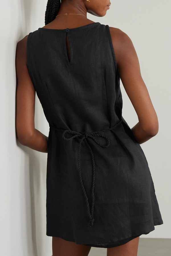 Faithfull The Brand, + Net Sustain Lui Linen Mini Dress, Black, x  small,small,medium,large,x large,xx large