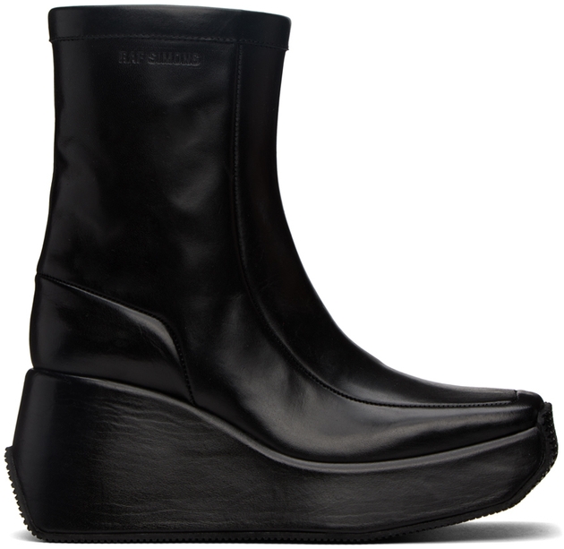 Raf Simons Black Leather Ankle Boots | MILANSTYLE.COM