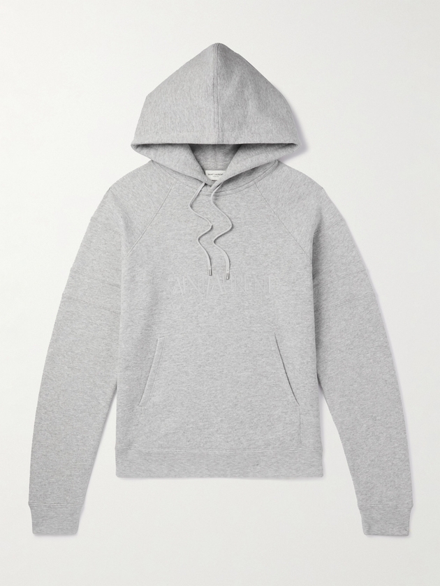 Embroidered cotton-jersey hoodie