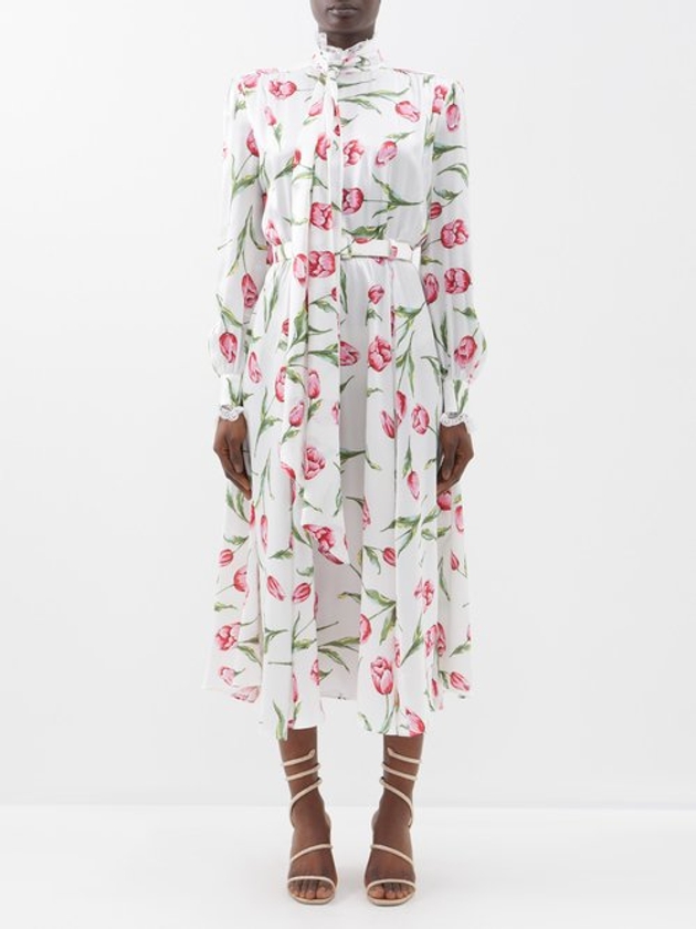 floral print silk dress