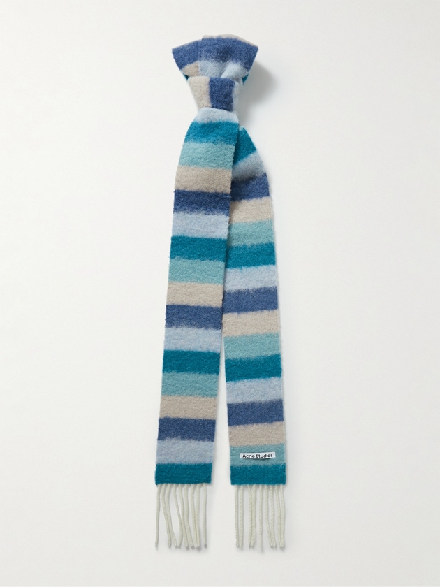 Acne Studios Wool-Blend Stripe Scarf Blue/White