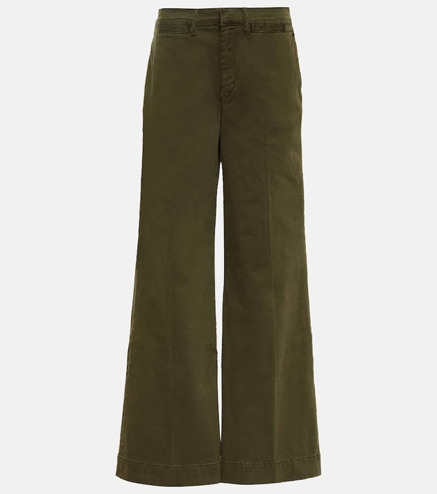 Cropped cotton-twill straight-leg pants