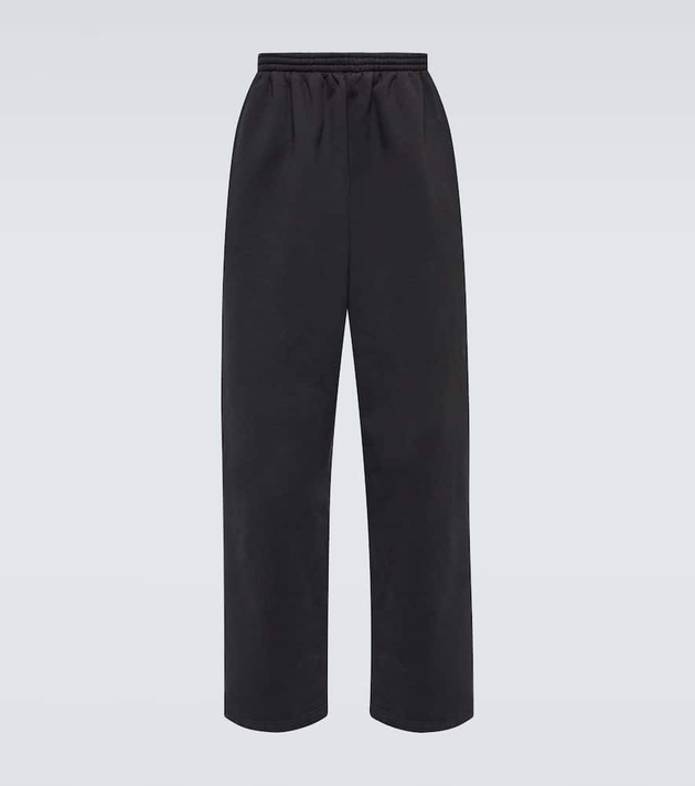 Balenciaga Wide-leg Distressed Logo-appliquéd Cotton-jersey Sweatpants in  Black for Men