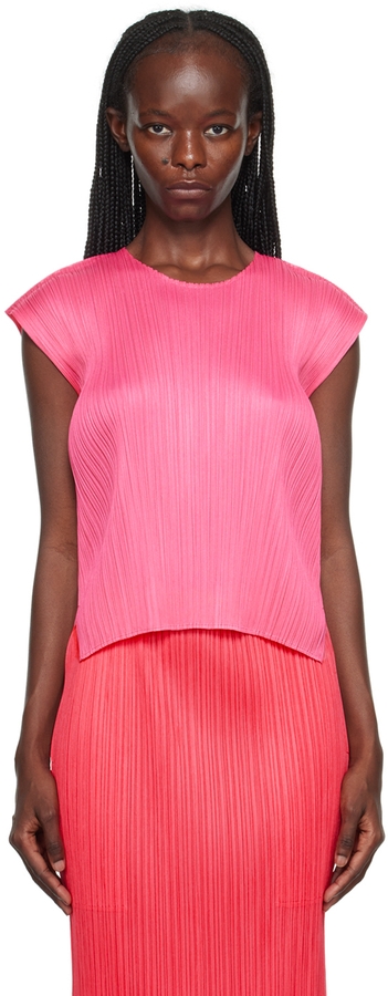 PLEATS PLEASE ISSEY MIYAKE Pink Monthly Colors July T-Shirt | MILANSTYLE.COM