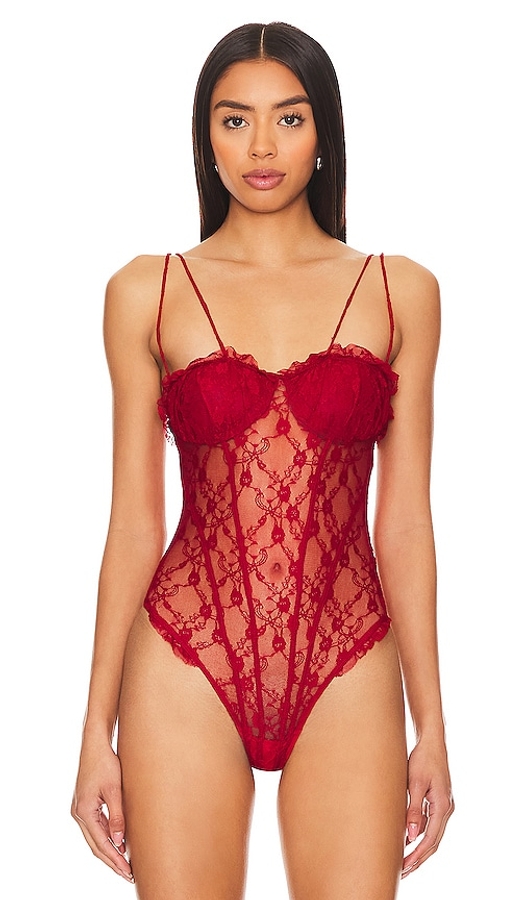 NWT Intimately By Free People Women's Larissa Bodysuit Red Hot Size XS  OB1126766