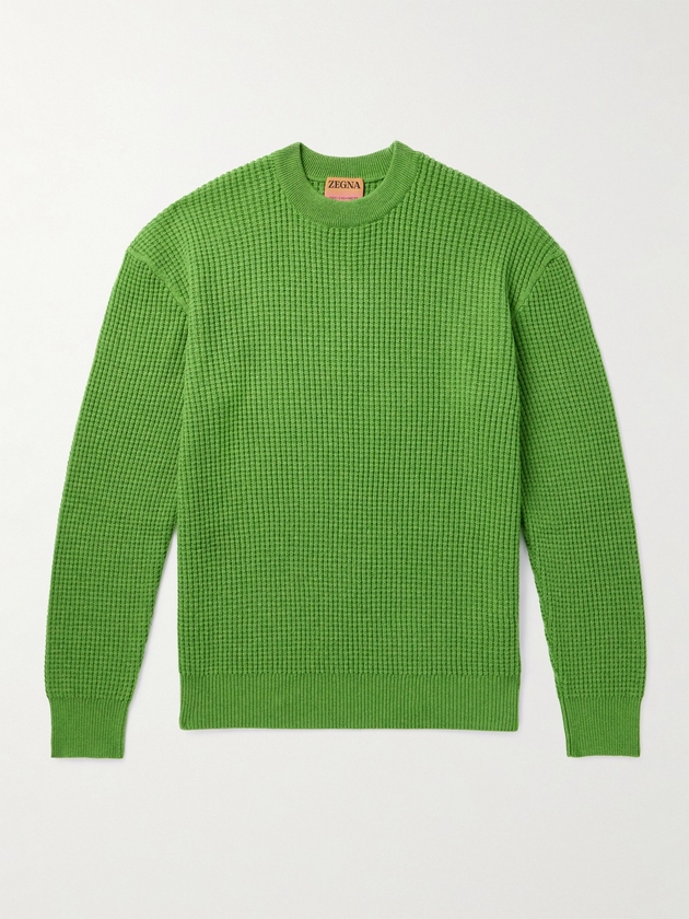 ZEGNA x The Elder Statesman - Waffle-Knit Oasi Cashmere Sweater - Men -  Green - S