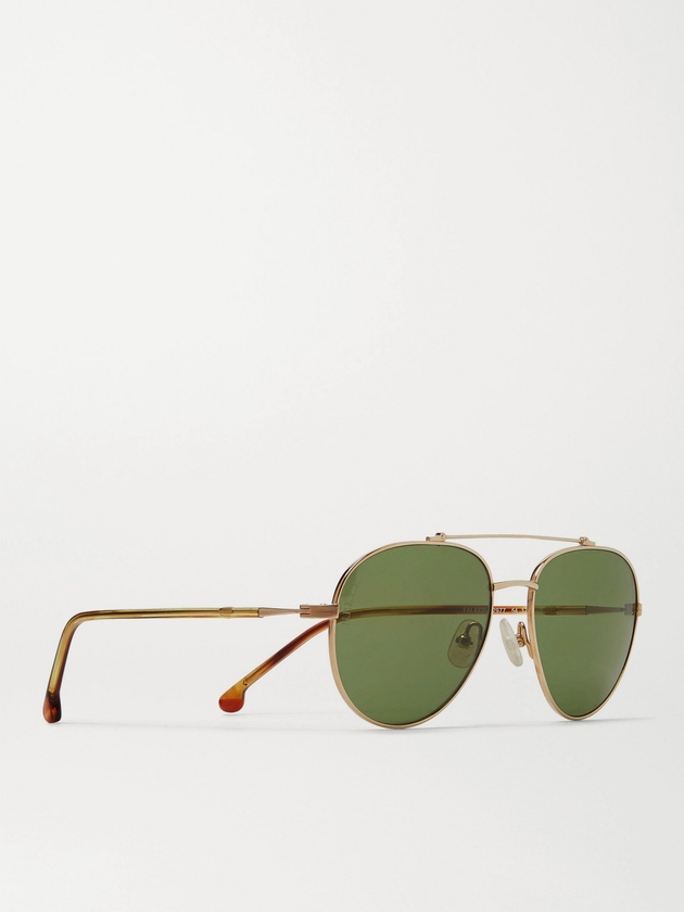 Loro Piana, Roadster 54 Aviator-Style Gold-Tone Titanium and Acetate  Polarised Sunglasses, Men, Gold