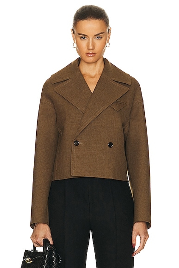 Cropped wool and silk jacket