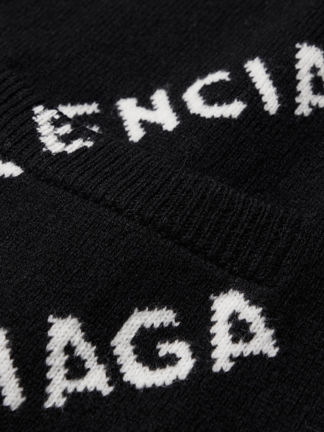 Balenciaga logo-intarsia wool jumper - Neutrals