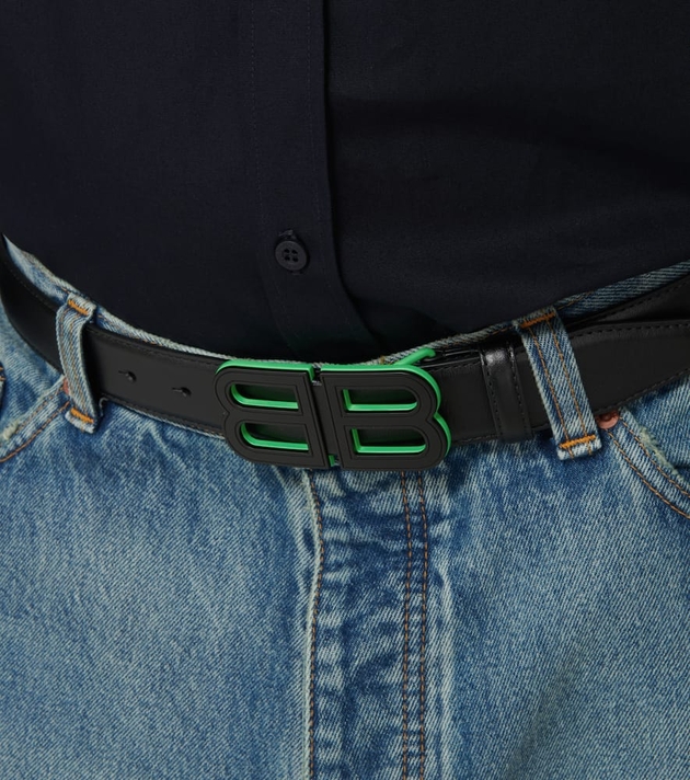 Balenciaga logo buckle leather belt - Blue