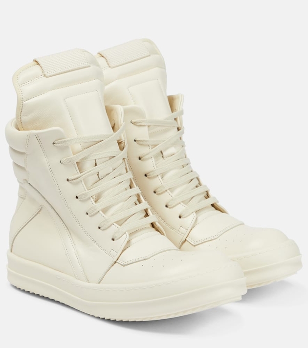 Rick Owens Geobasket leather high-top sneakers | MILANSTYLE.COM