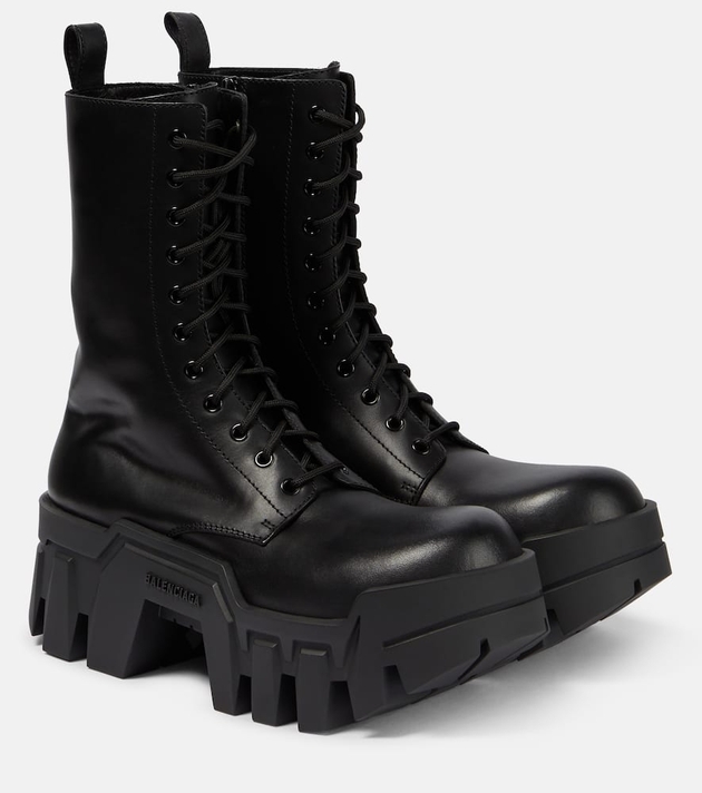 Balenciaga Bulldozer lace-up leather ankle boots | MILANSTYLE.COM