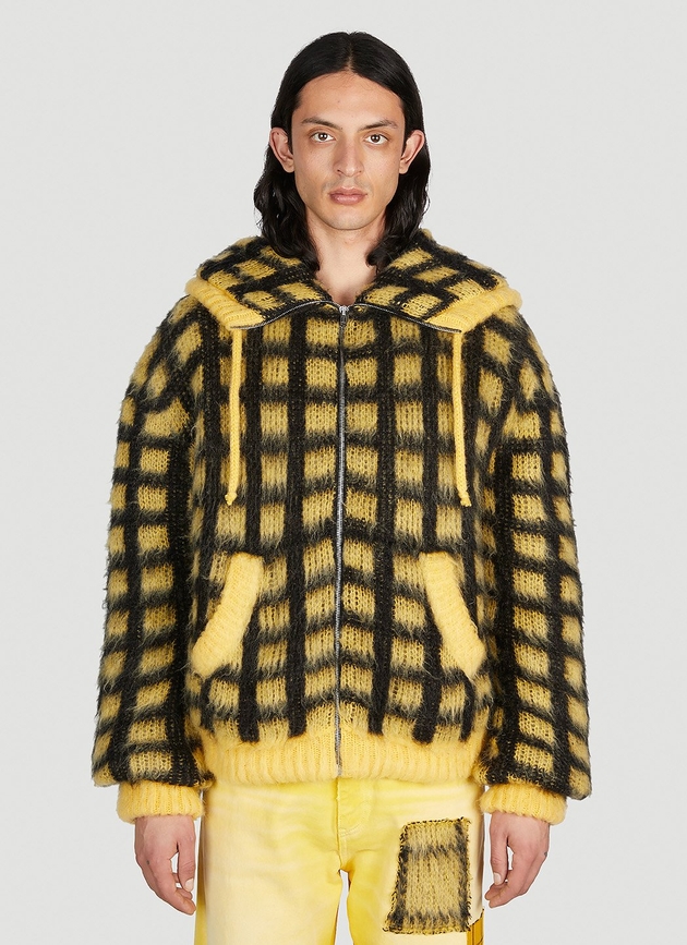 Marni Check Fuzzy Knit Cardigan | Man Sweatshirts Yellow Eu | 48 |  MILANSTYLE.COM