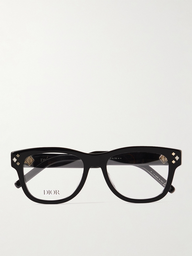 Dior Eyewear CD DiamondO S1l Round Frame Acetate Optical Glasses Men Black MILANSTYLE.COM