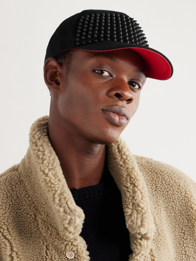 Christian Louboutin Spiked Cotton Canvas Hat Men Black S MILANSTYLE.COM