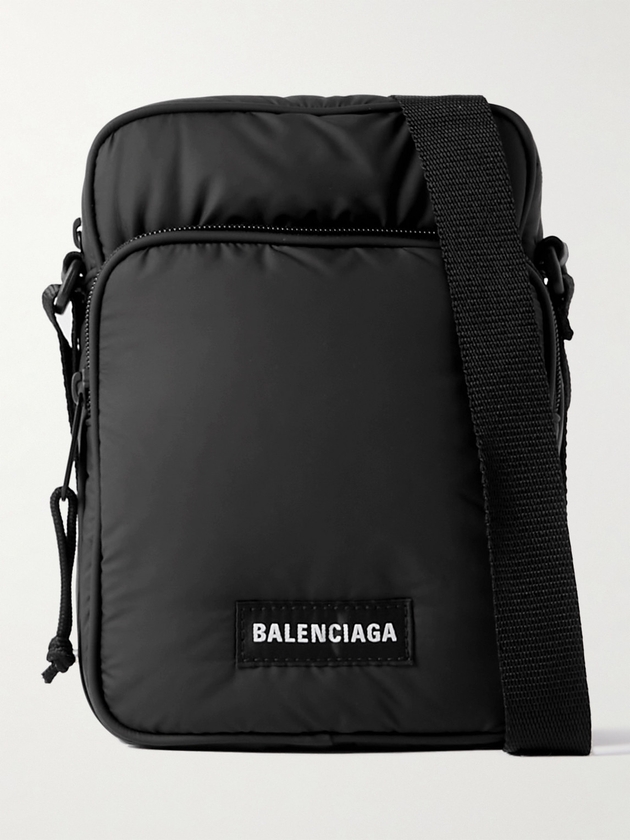 Balenciaga Explorer Logo Appliqued Padded Nylon Messenger Bag Men Black MILANSTYLE.COM