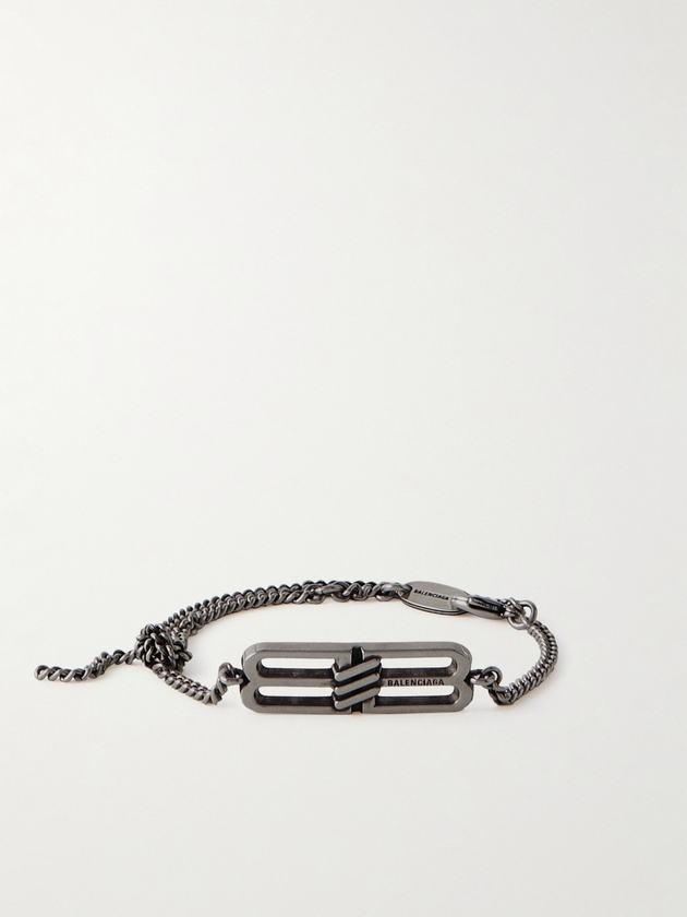 Balenciaga Icon Burnished Silver Tone Bracelet Men Silver MILANSTYLE.COM