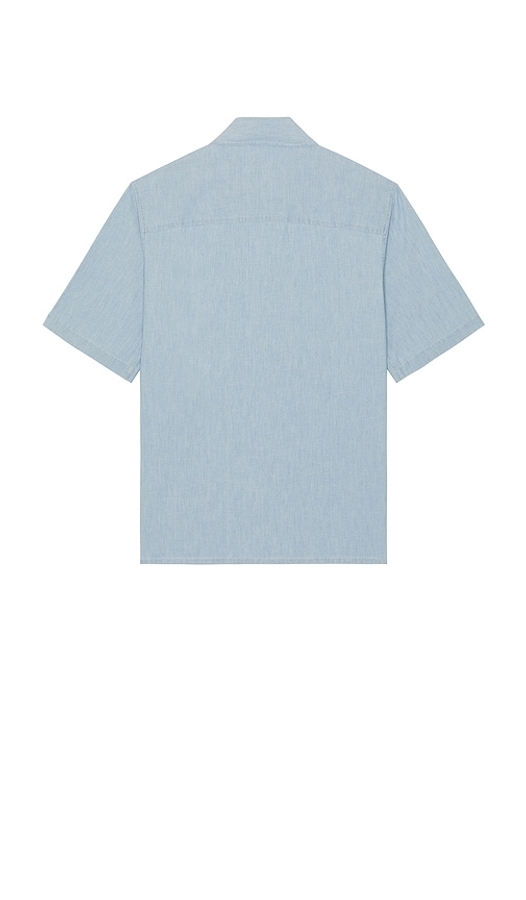 Maison Kitsune Relaxed Short Sleeve Shirt in Blue. Size M, S
