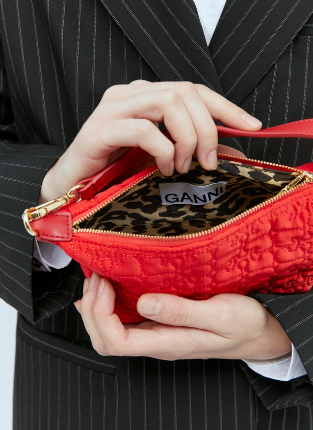 GANNI Butterfly Small Pouch Satin Handbag | Woman Handbags