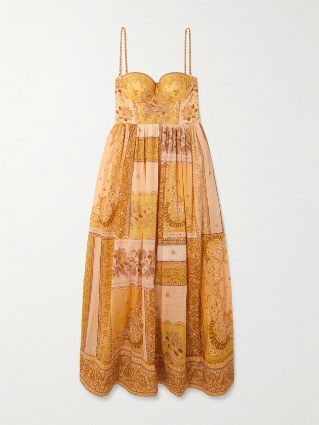 Zimmermann - Lucky Bandana-print Cotton-voile Midi Dress - Yellow - 00,0,1,2,3,4