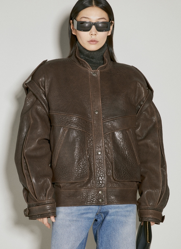 Saint Laurent Oversized Leather Jacket | Woman Jackets Brown