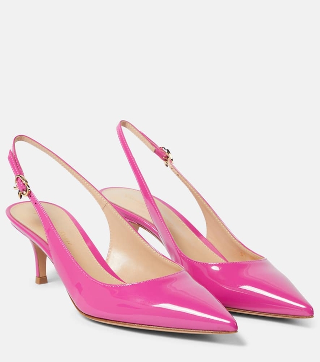 Gianvito Rossi Ribbon patent leather slingback pumps