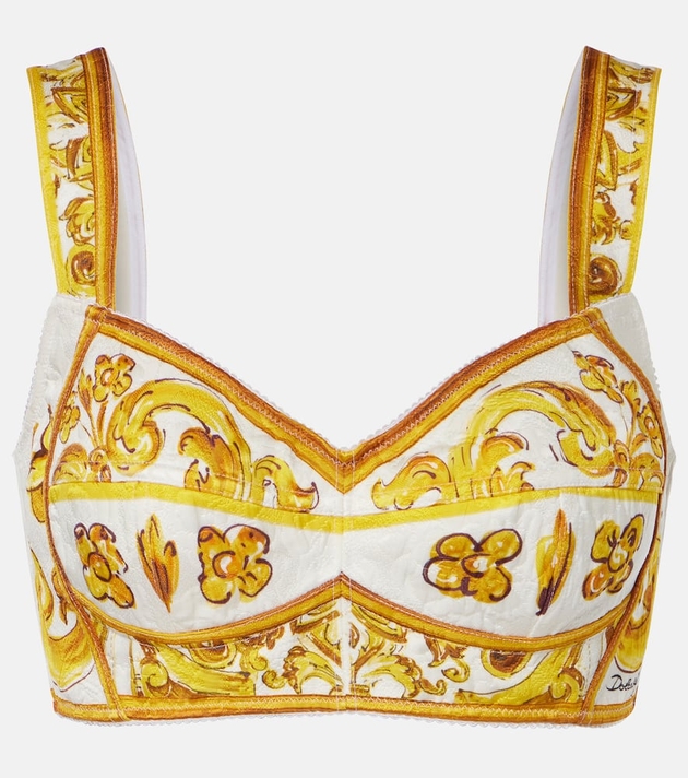 Dolce&Gabbana Majolica poplin crop top