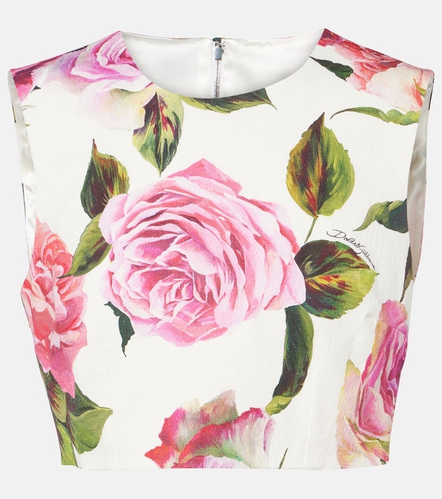 Dolce&Gabbana Floral cotton-blend crop top