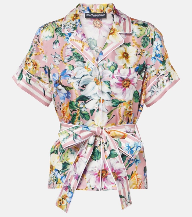 Dolce&Gabbana Bow-detail floral silk shirt