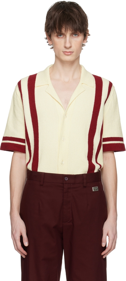 Dolce & Gabbana Off-White Cotton Knit Polo Shirt