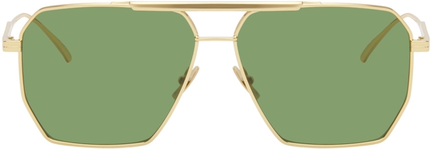 Bottega Veneta Gold Classic Aviator Sunglasses