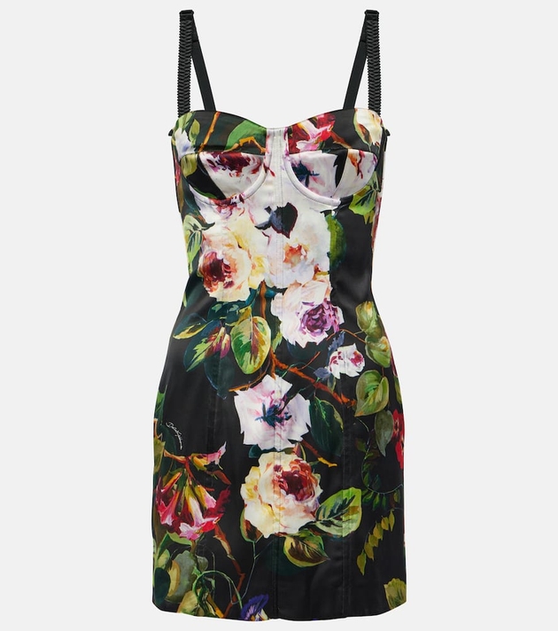 Dolce&Gabbana Floral satin corset minidress