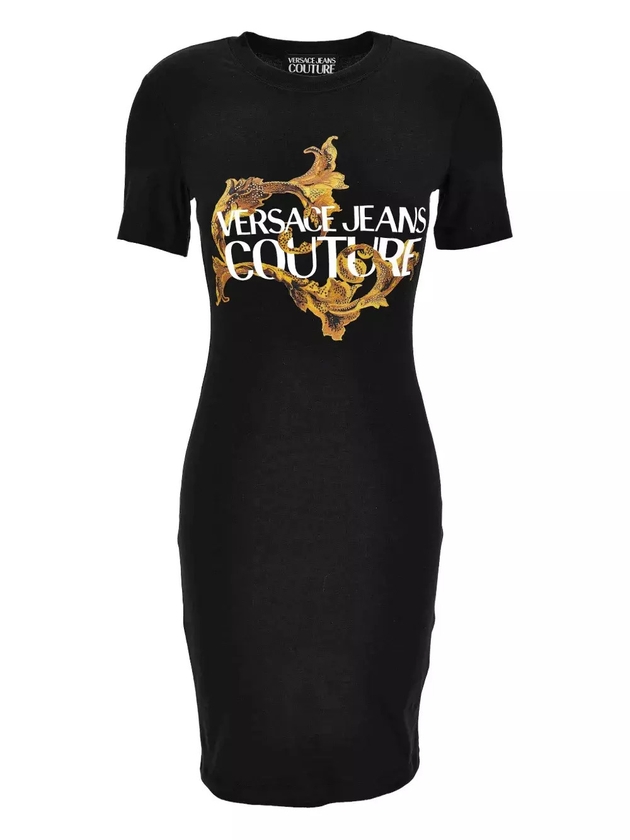 Versace Jeans Couture logo-print midi dress - Black